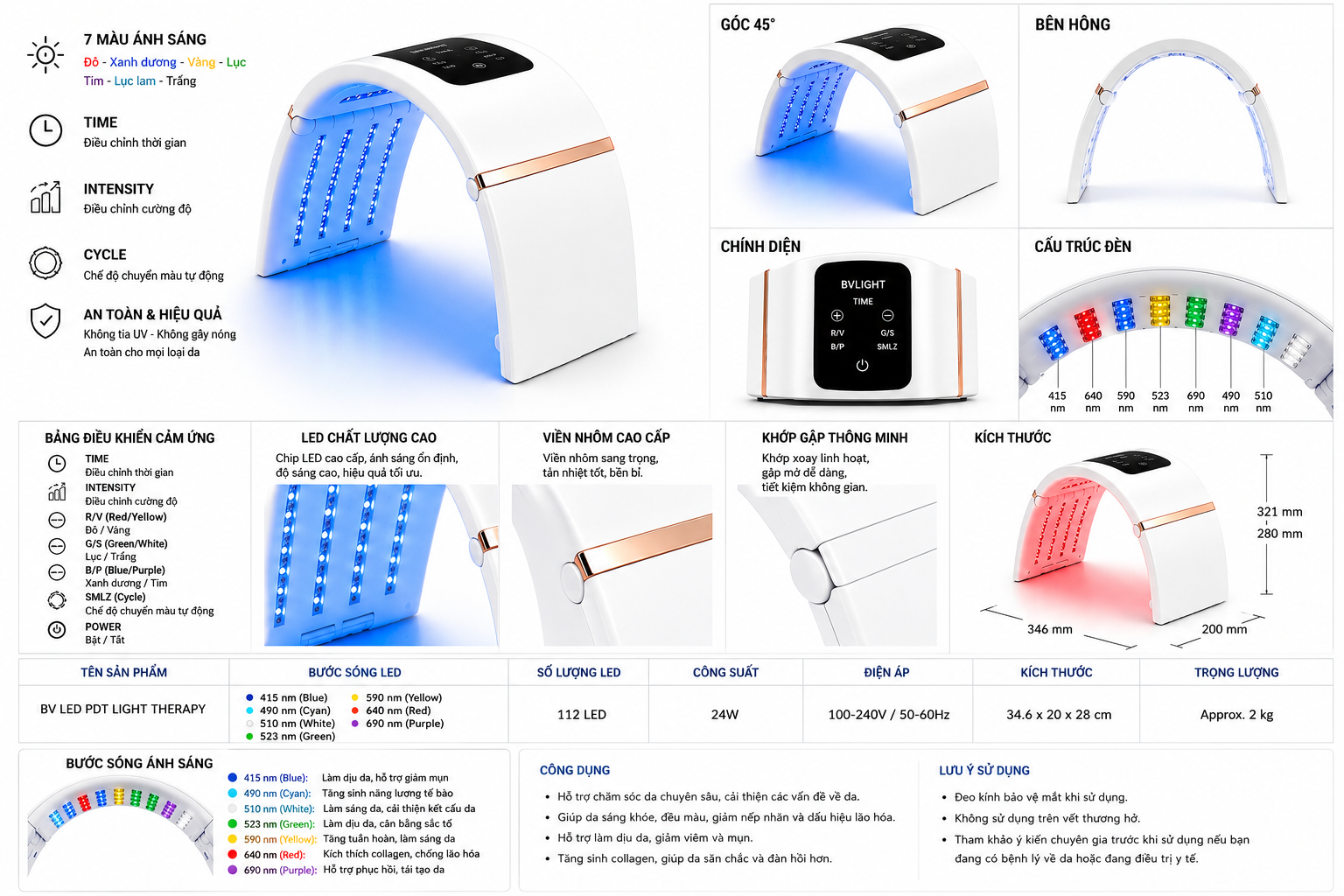 BVLIGHT MÁY ÁNH SÁNG SINH HỌC 7 MÀU