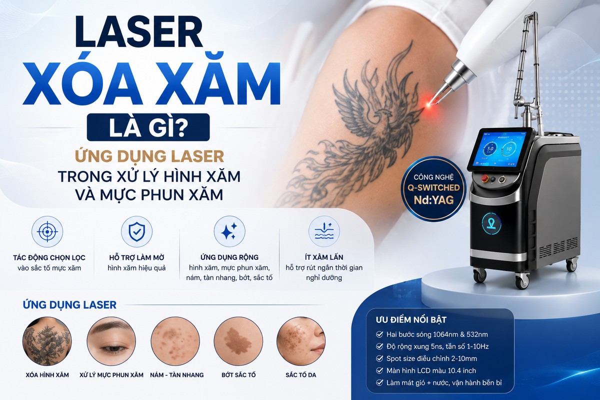Laser xoá xăm và xử lý mực phun xăm